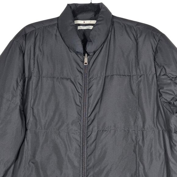 Tommy Hilfiger Coat Womens XL Black Down Puffer Long Quilted Two Way Zip Winter - Picture 2 of 12
